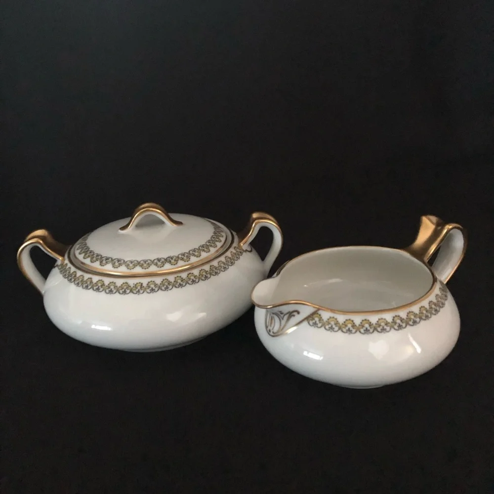 Haviland Limoges & Co Sugar & Creamer - Gold Accents - France